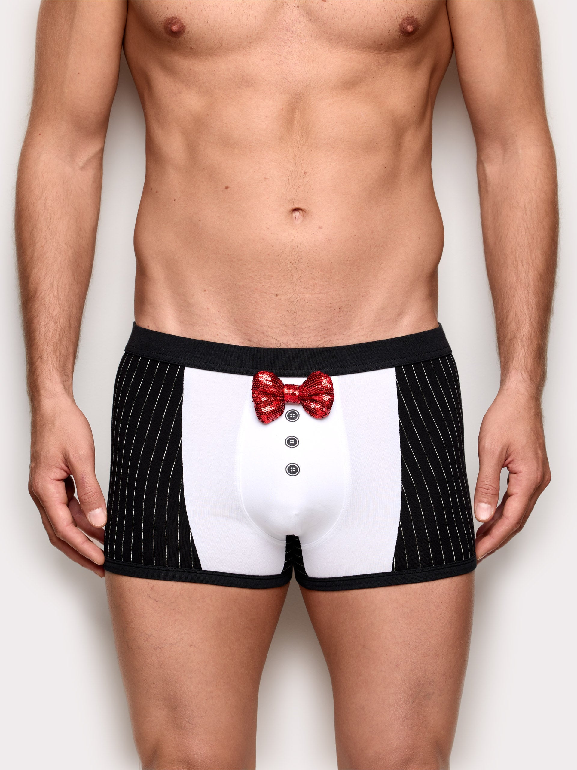Boxer smoking con papillon rosso Hello Xmas