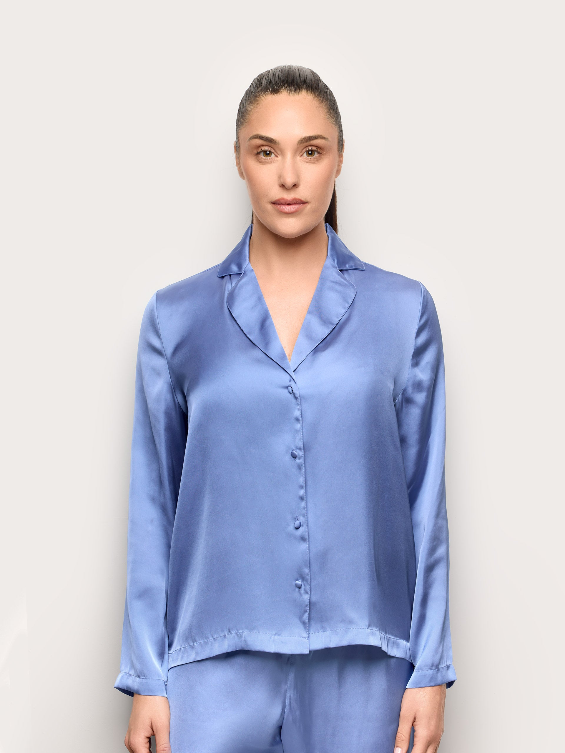 Camicia manica lunga in raso  - Primula Color
