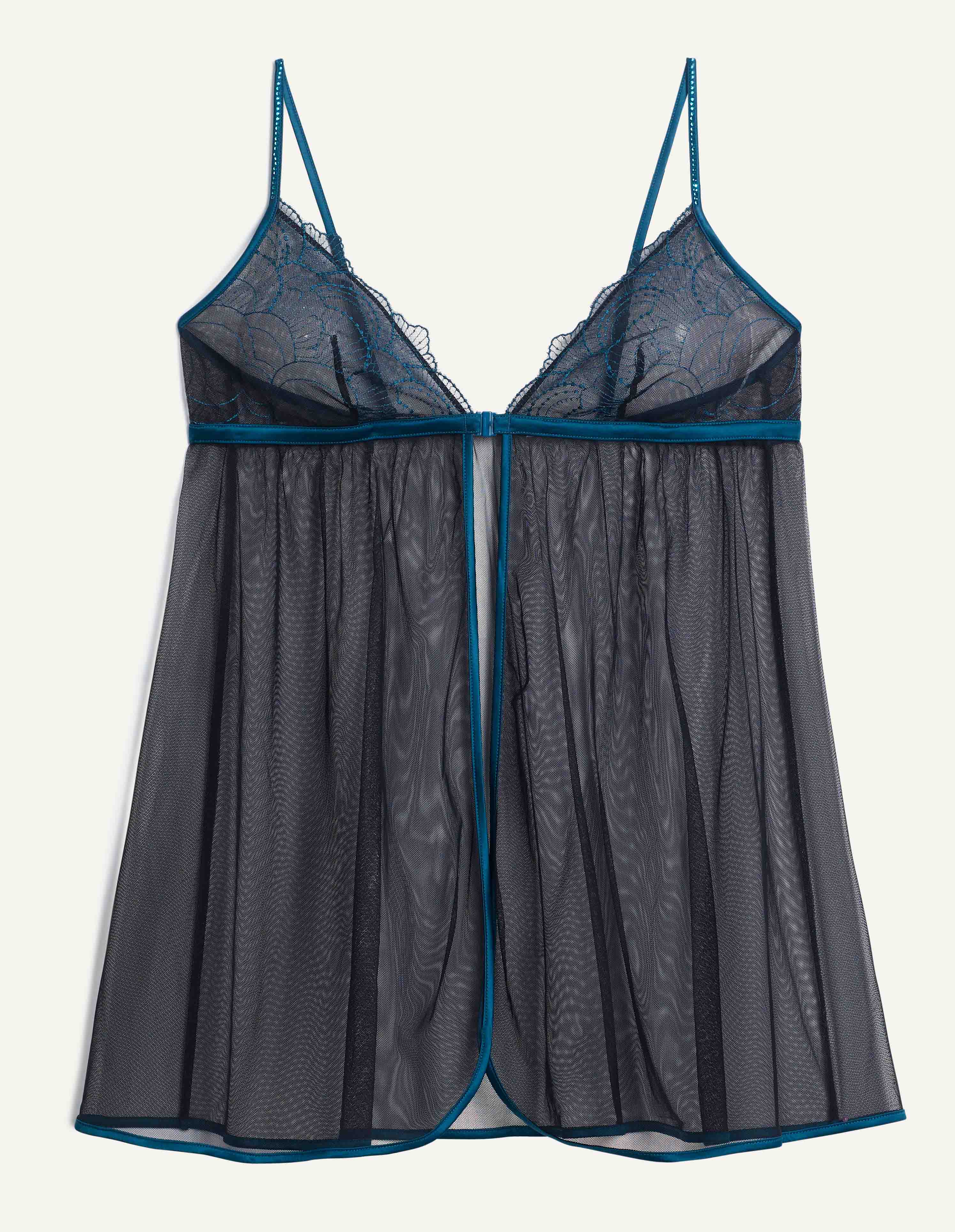 Babydoll in tulle riciclato e ricamato Emerald Touch