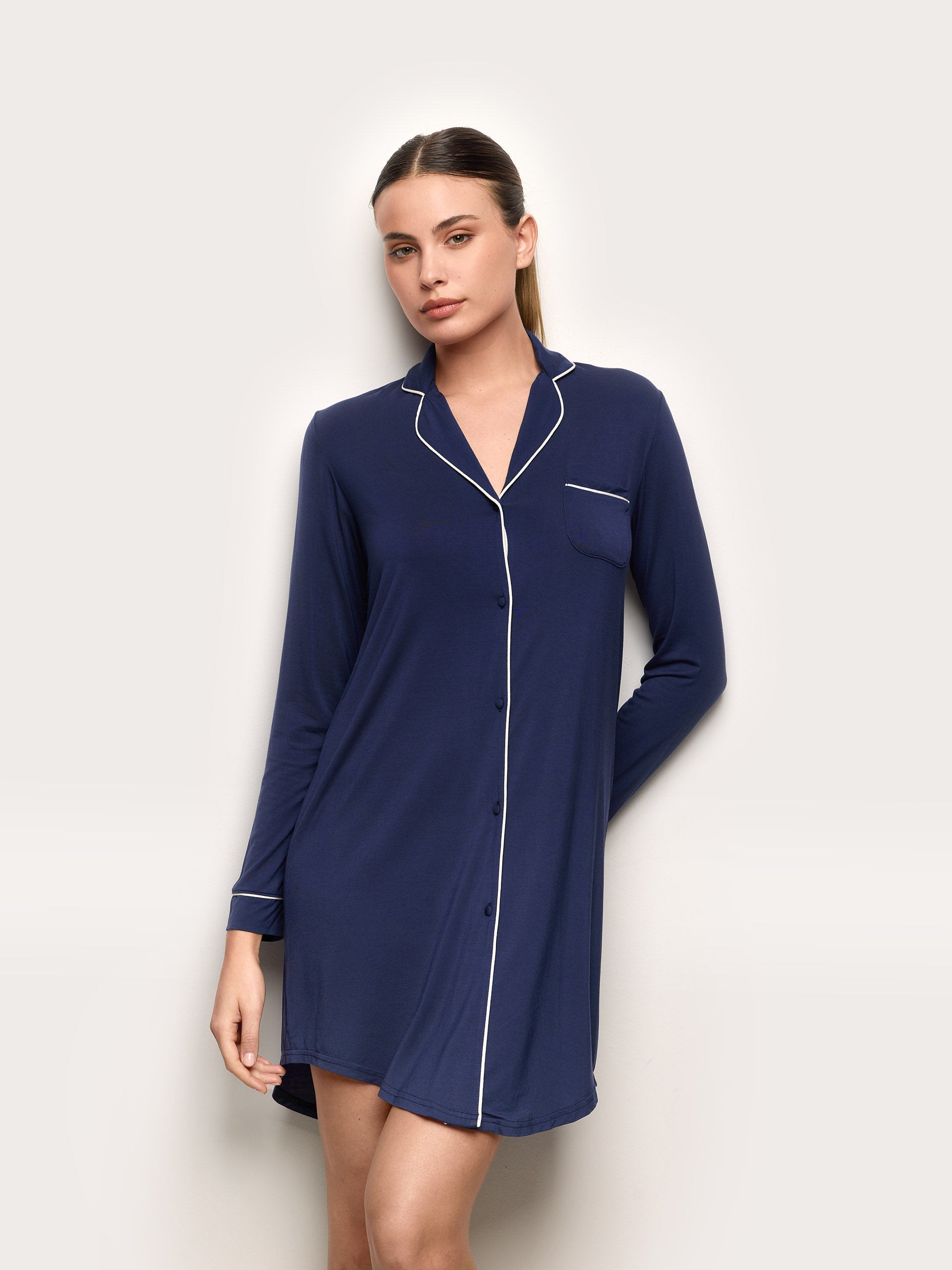Camicia da notte manica lunga con TENCEL™ Modal - Daily