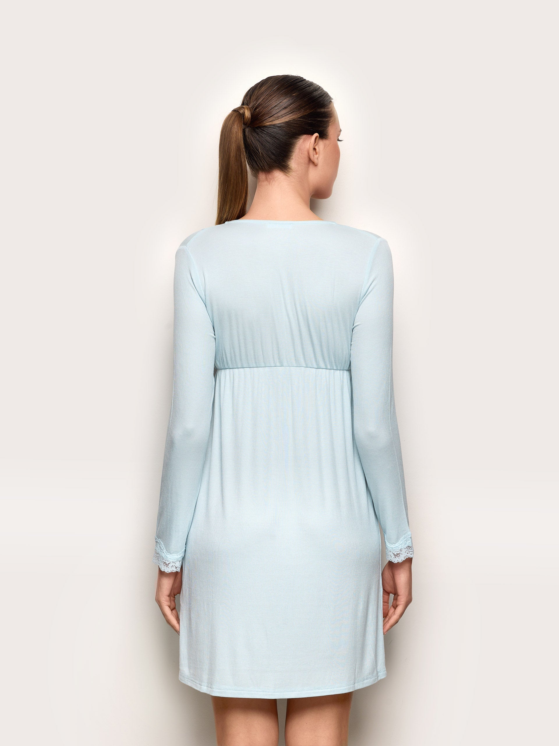 Camicia da notte manica lunga con TENCEL™ Modal Rib