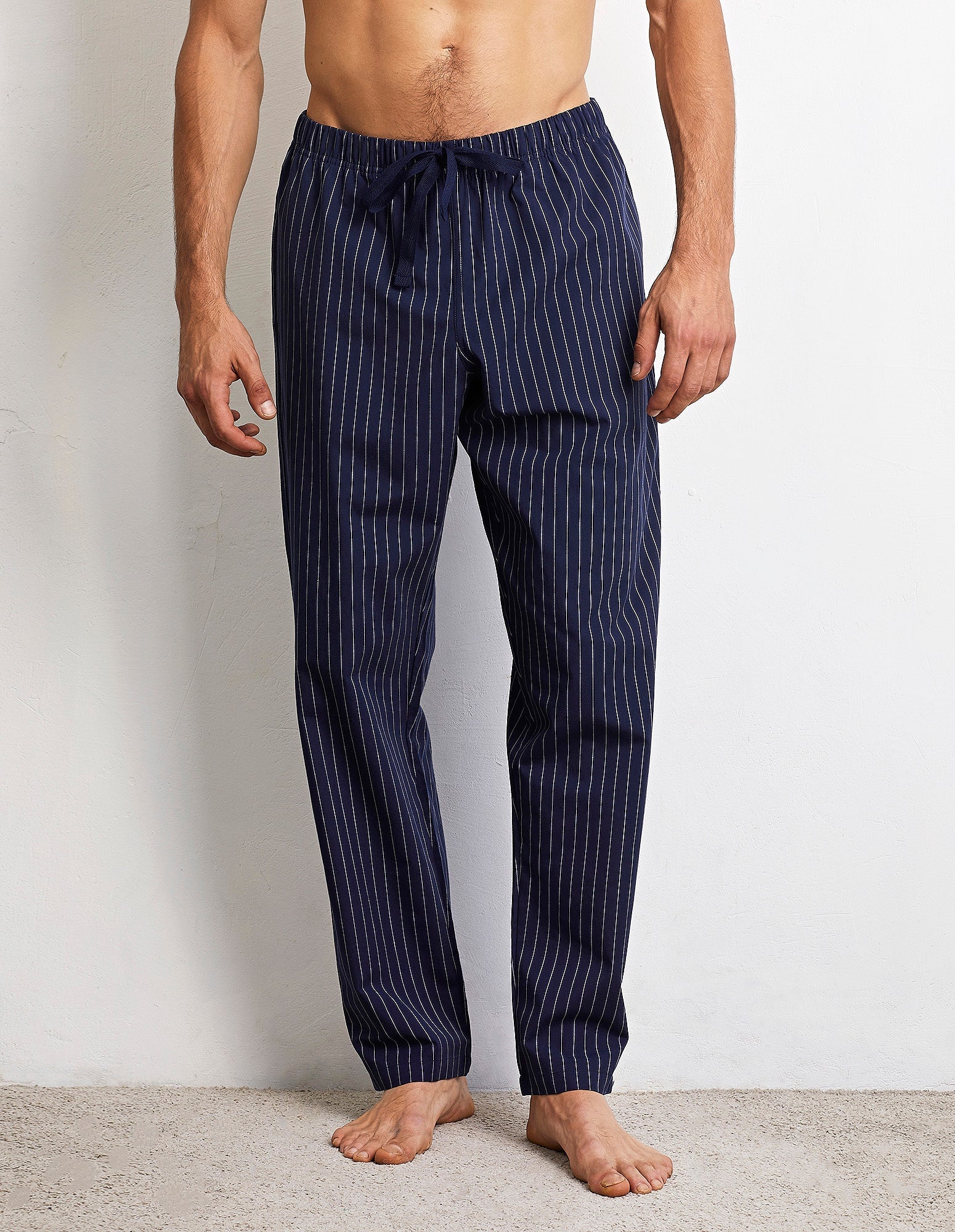 Pantalone lungo in tela tinto filo regolabile in vita in cotone Mix & Match