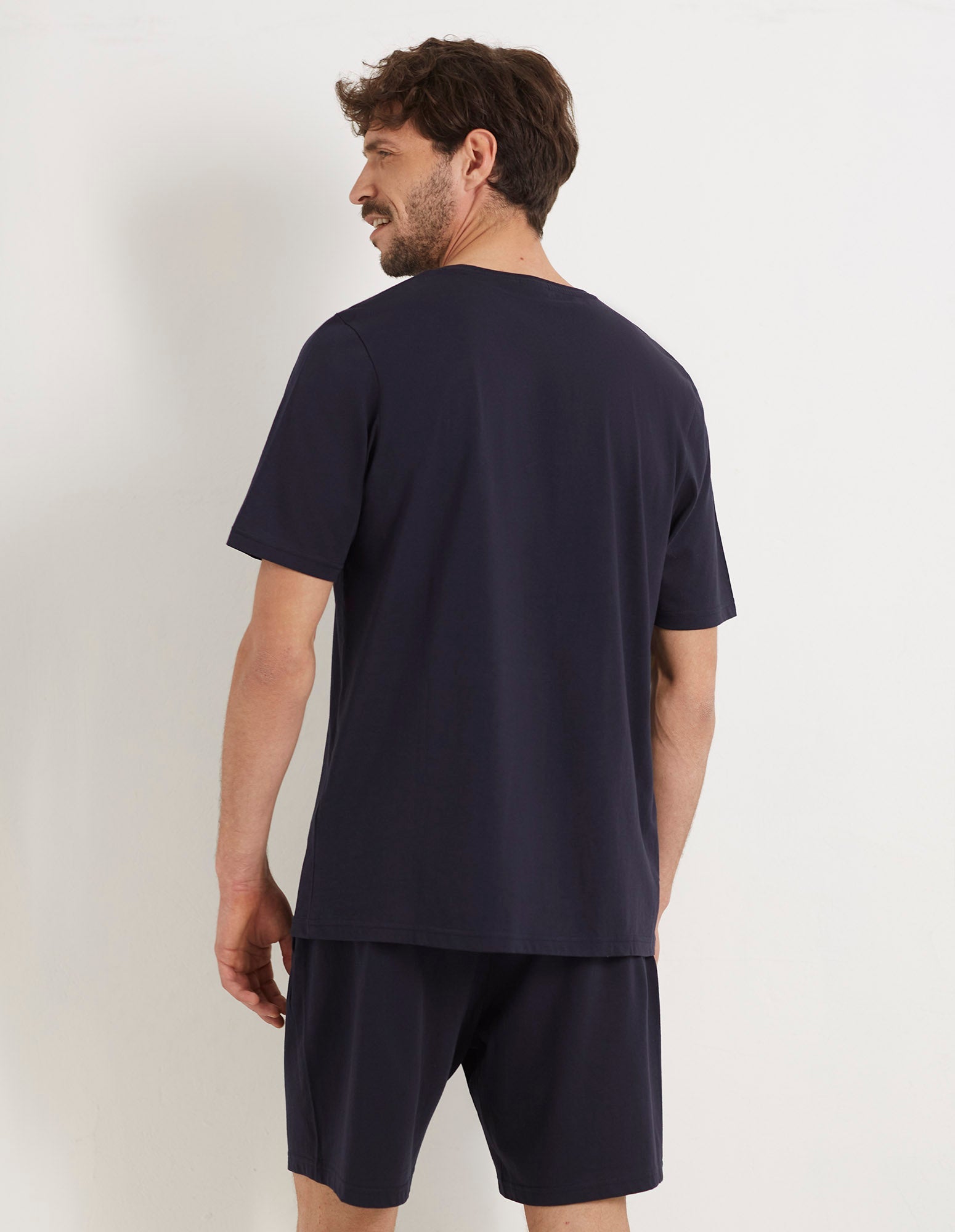 Pigiama corto blu regolabile in vita con doppia tasca laterale in cotone Cody