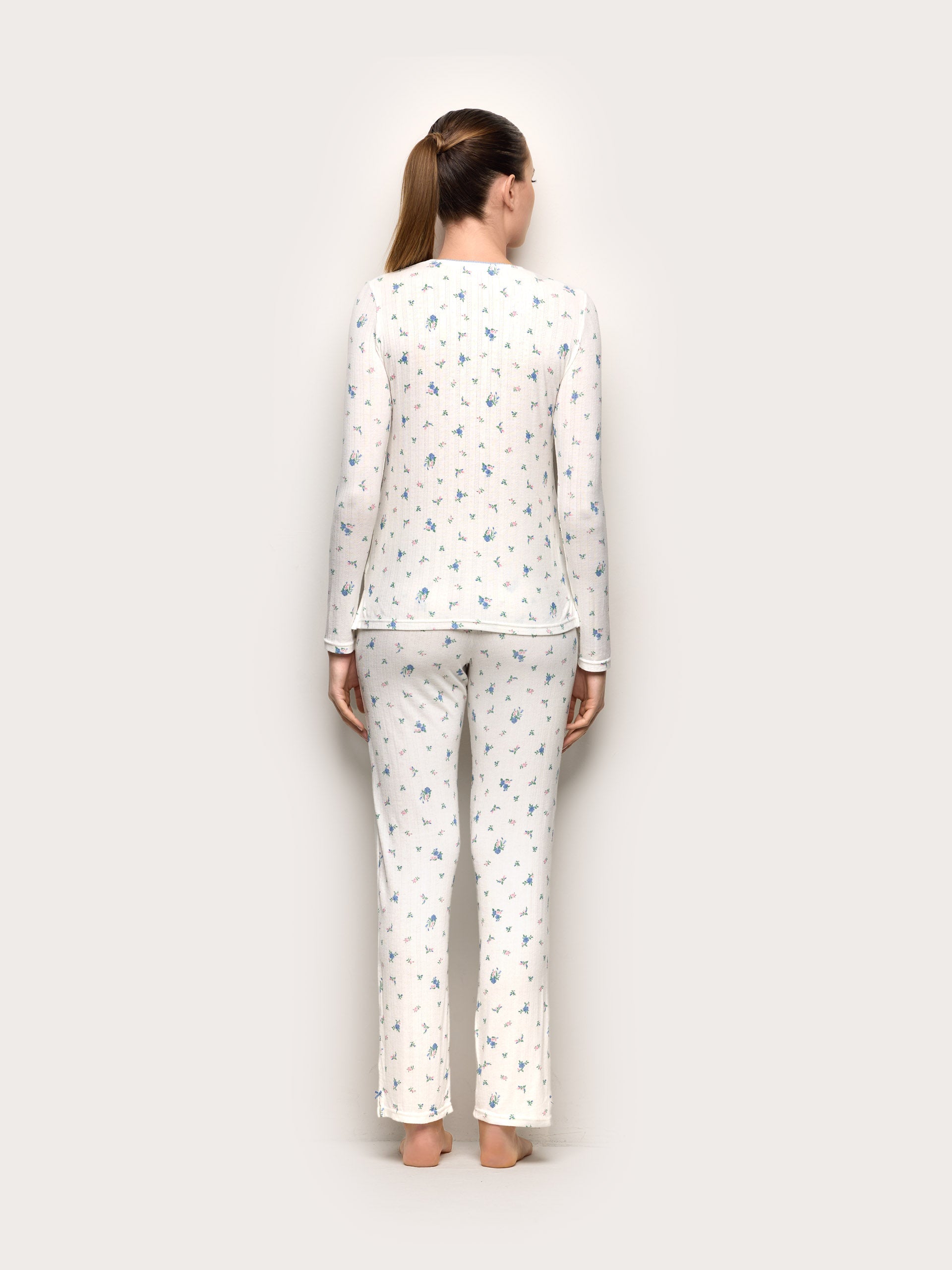 Pigiama lungo in jersey jacquard  - Pointell