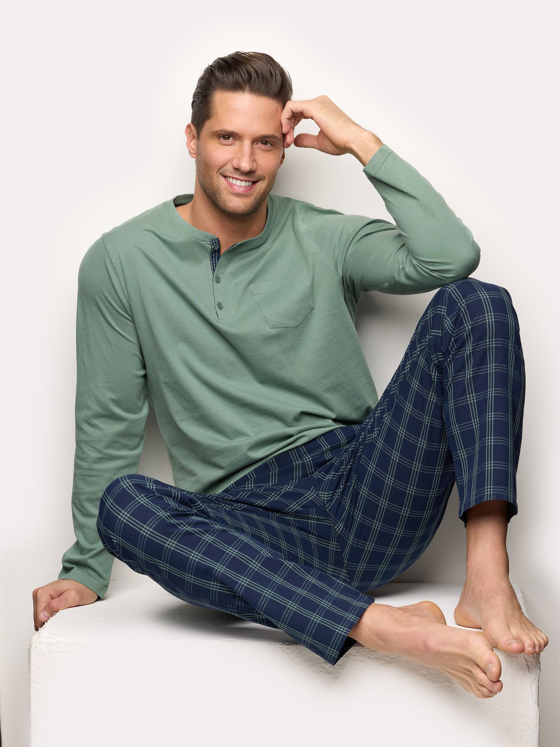 Pigiama lungo jersey e tela di cotone - Daily Pajamas II