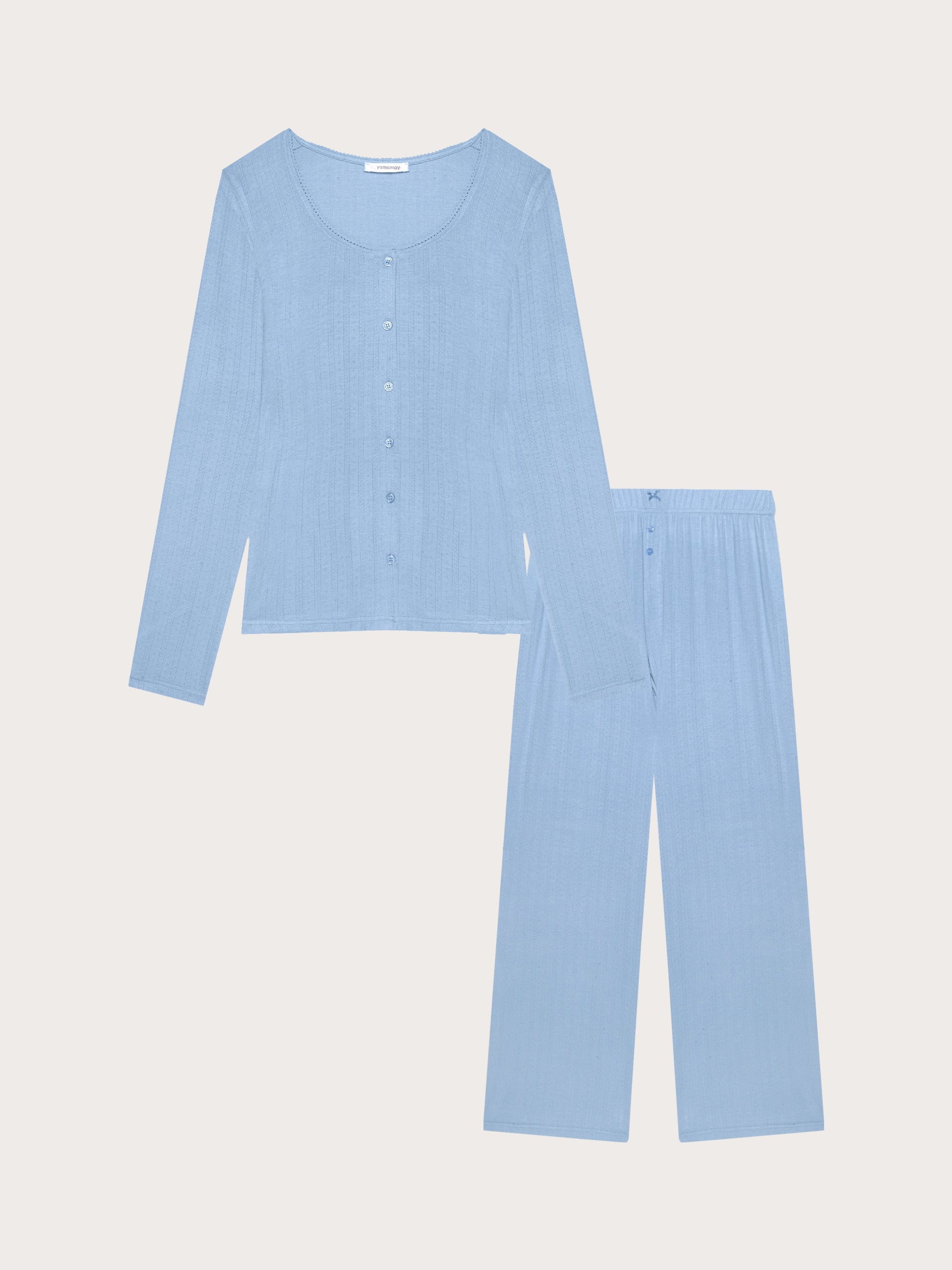 Pigiama lungo in jersey jacquard  - Pointell