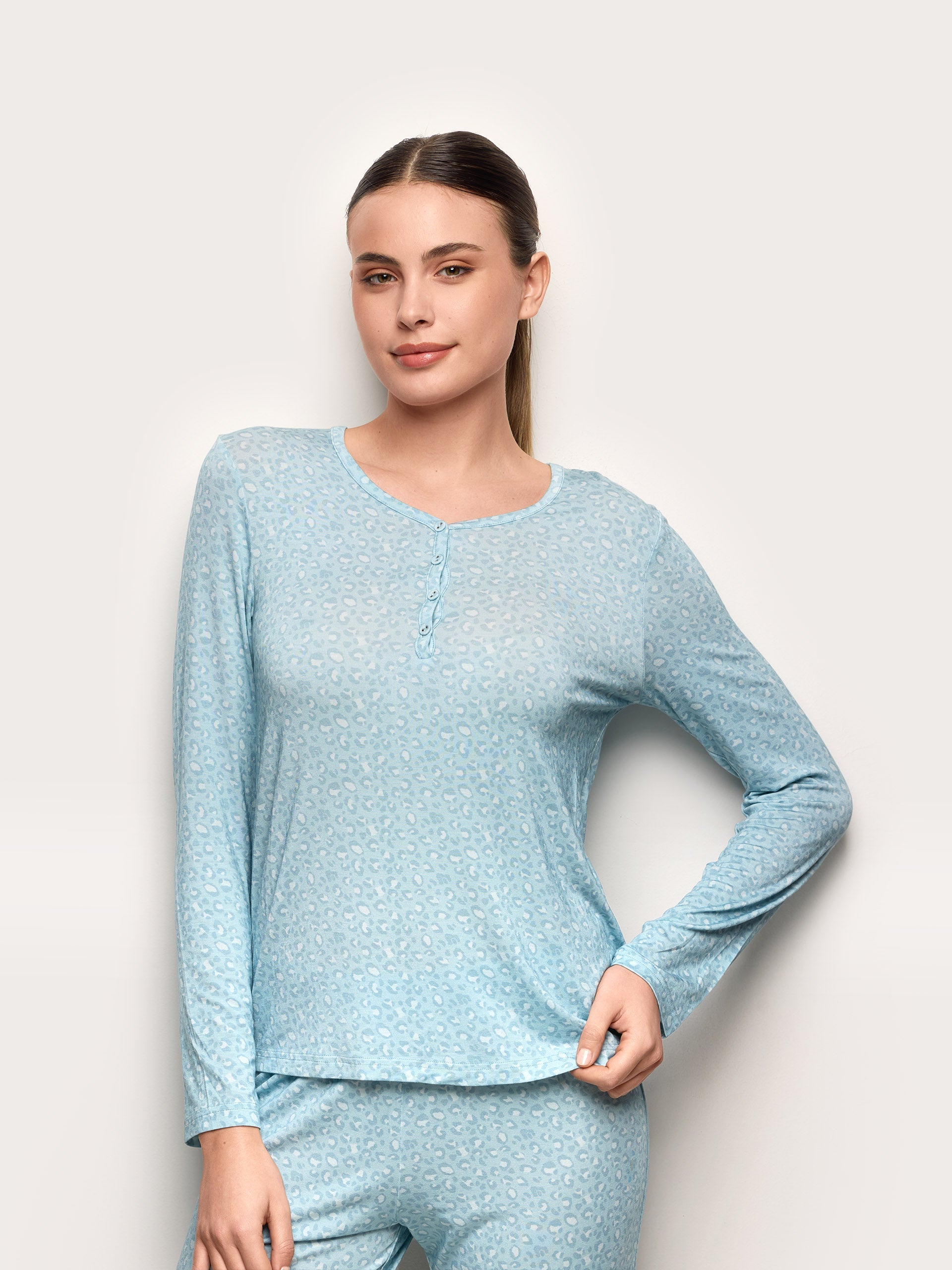 Maglia manica lunga con TENCEL™ Modal Leopard