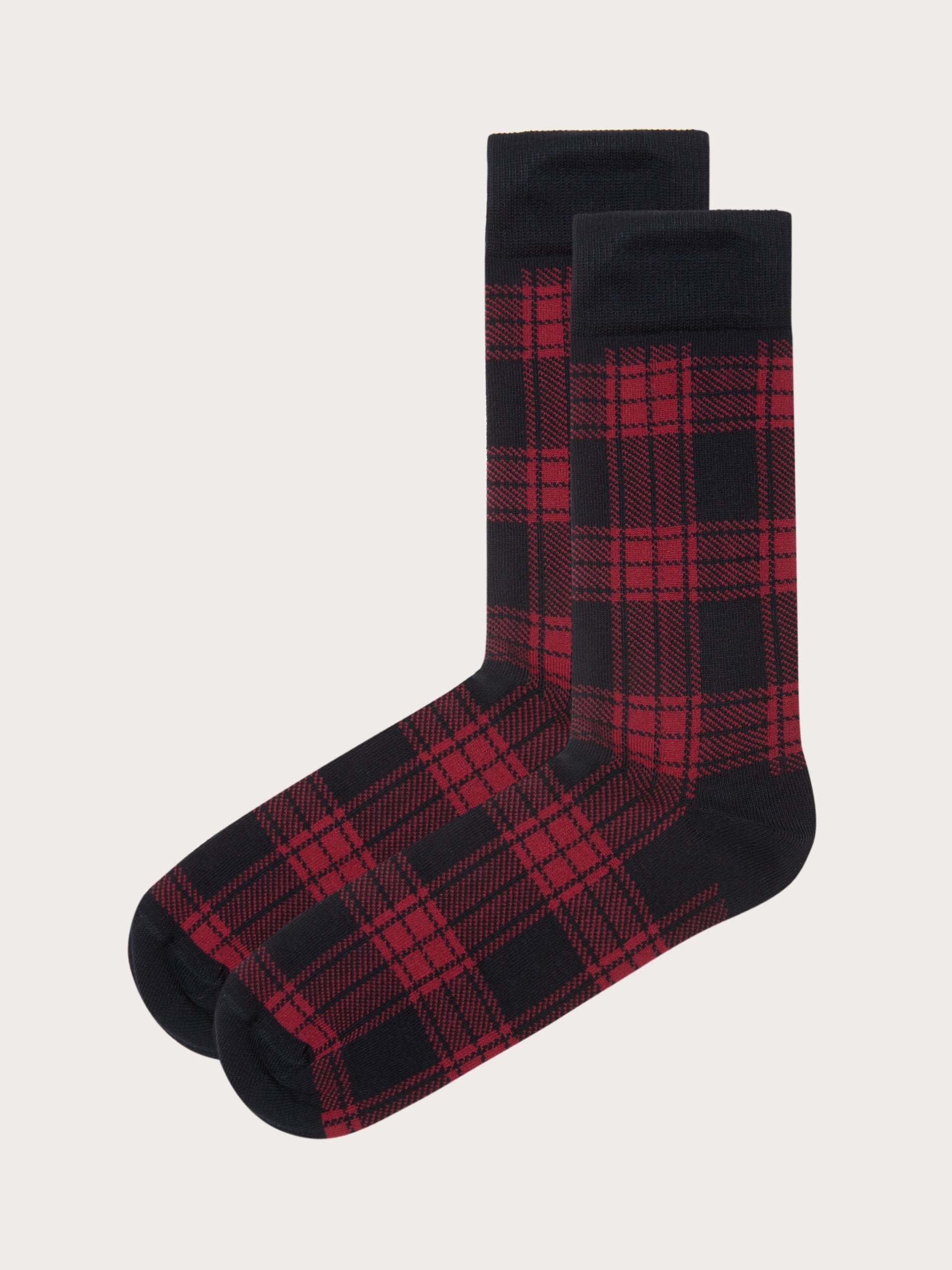 Calze corte tartan rosso e blu Hello Xmas